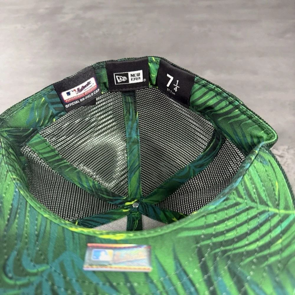 New Era‎ Oakland Athletics A's Hat 7 1/4 59Fifty Cap Mesh Green Floral Nature